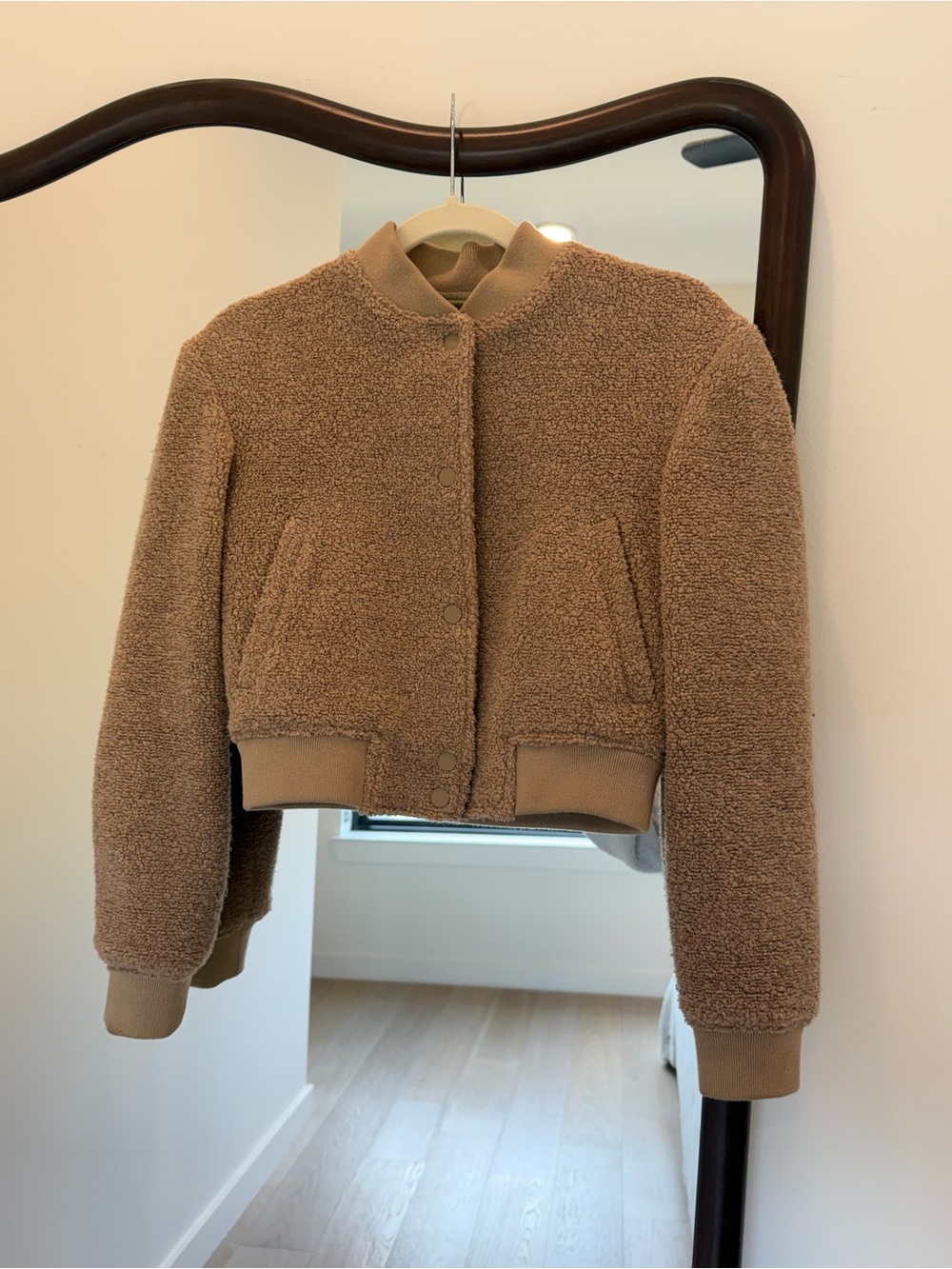 Theory Cropped Wool blend Bomber Jacket - Tan
